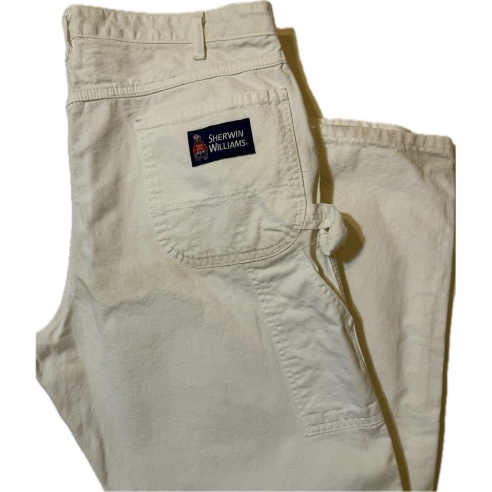 DICKIES Pants Men 36X33 White Sherwin Williams Painter Carpenter Paint Splatter